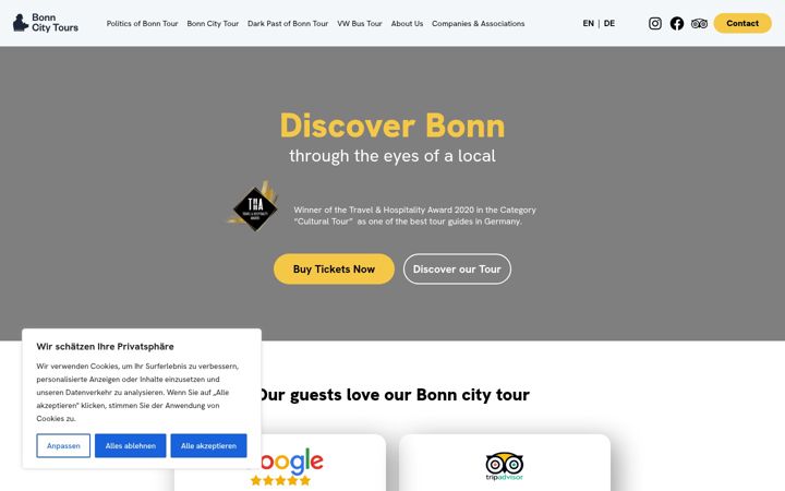 Screenshot of bonncitytours.de
