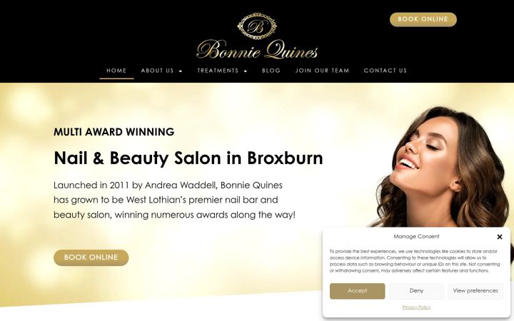 Screenshot of bonniequines.com