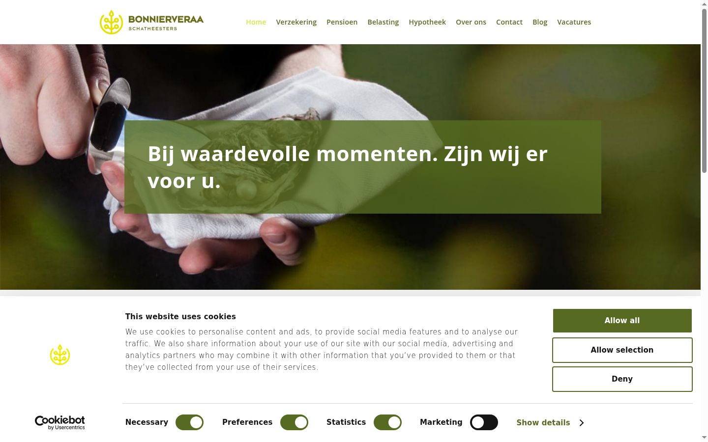Screenshot des Einwilligungsbanners vor jeglicher Interaktion