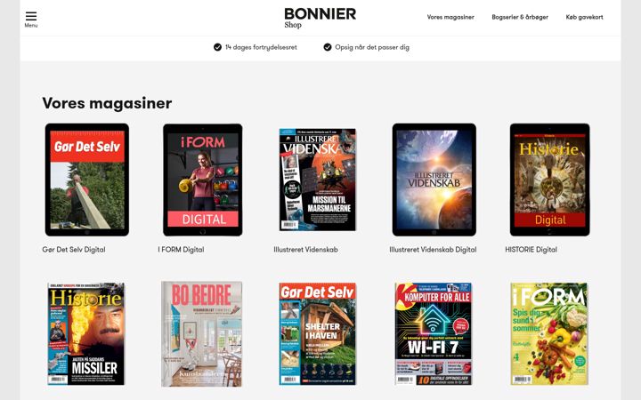 Screenshot of bonniershop.dk