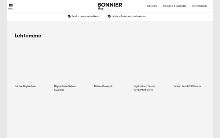 Screenshot of bonniershop.fi