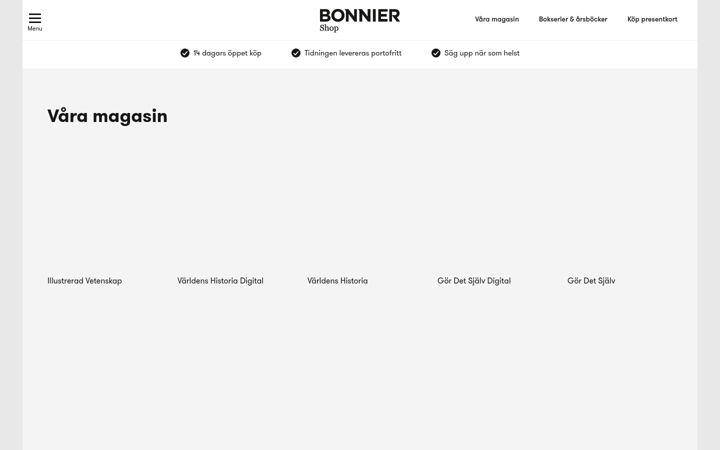 Screenshot of bonniershop.nu