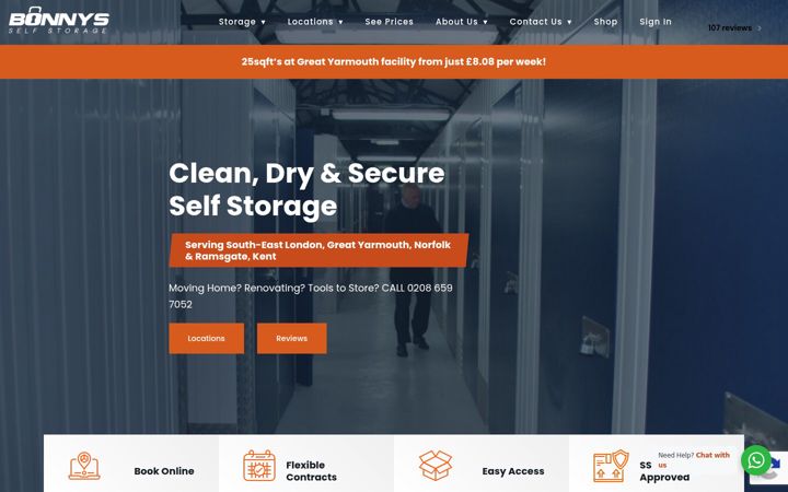 Екранна снимка на bonnysstorage.co.uk