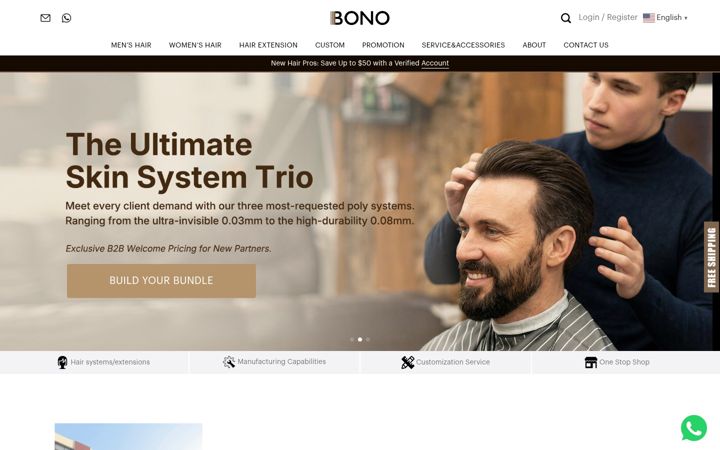 Screenshot of bonohair.com