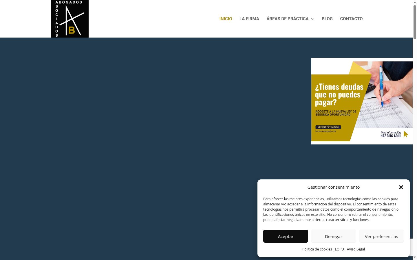 Screenshot of the consent banner shown before any interaction