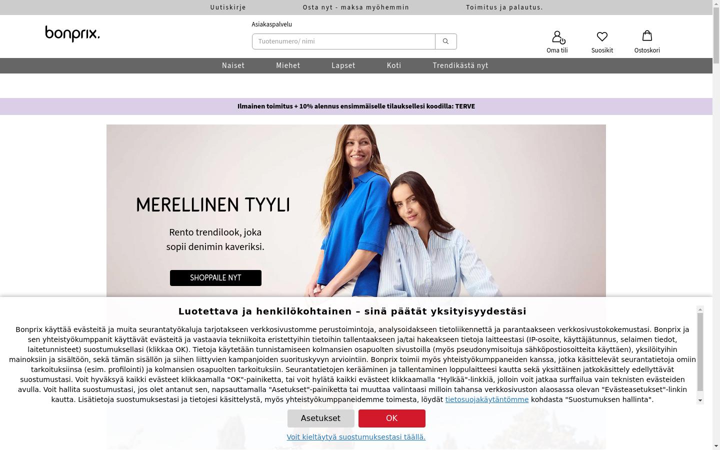 Screenshot of bonprix.fi