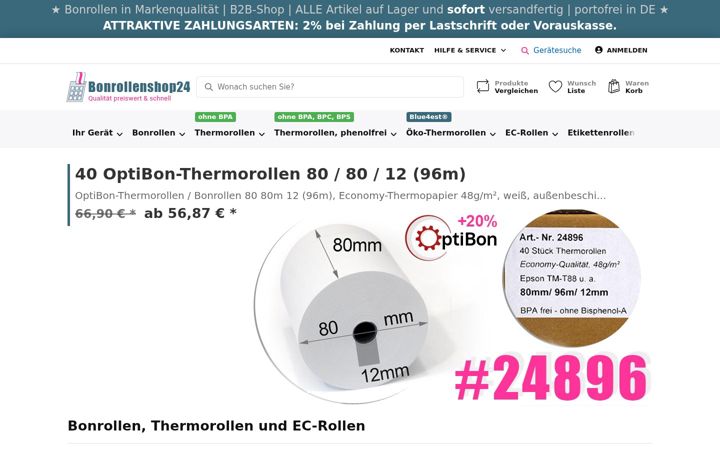 Screenshot of bonrollenshop24.de