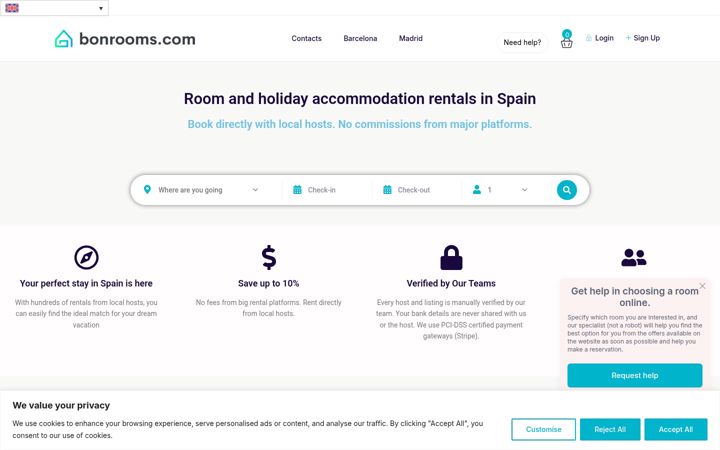 Screenshot of bonrooms.com