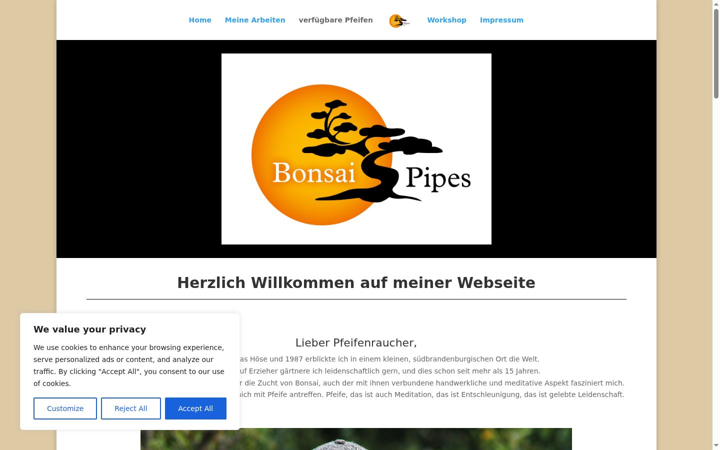 Screenshot des Einwilligungsbanners vor jeglicher Interaktion