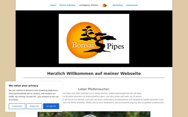 Screenshot of bonsai-pipes.de