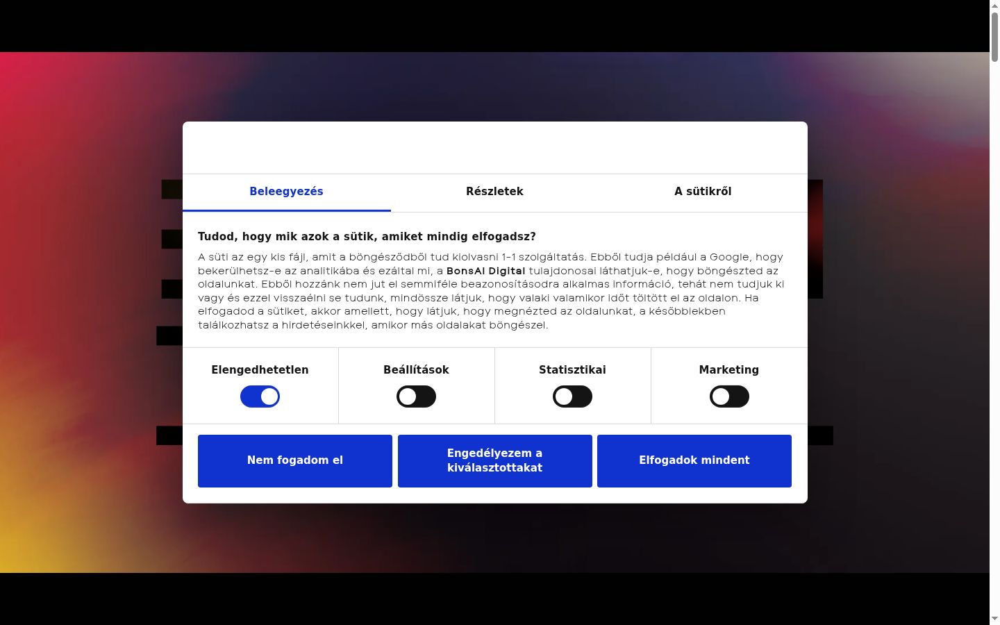 Snímka obrazovky banera súhlasu zobrazeného pred akoukoľvek interakciou