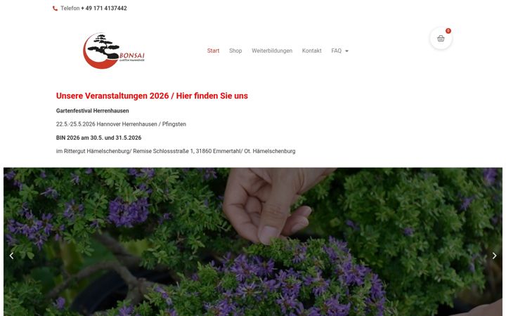 Screenshot of bonsaigartenshop.de