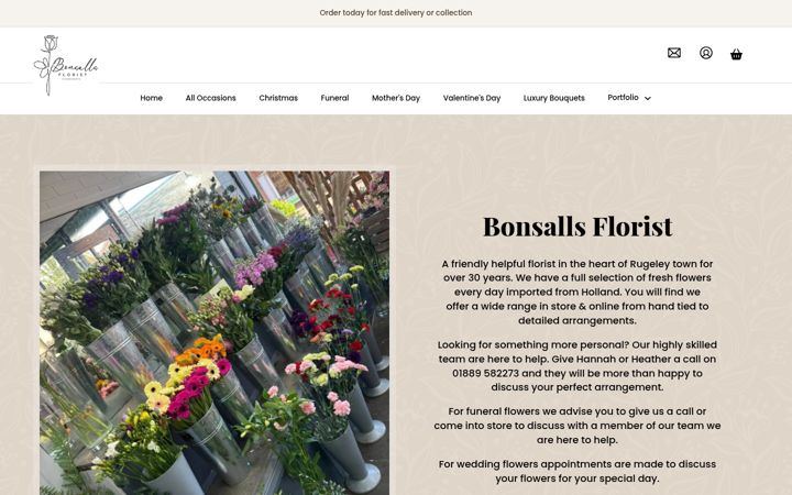 Screenshot of bonsallsflorist.com