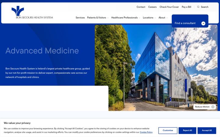 Screenshot of bonsecours.ie