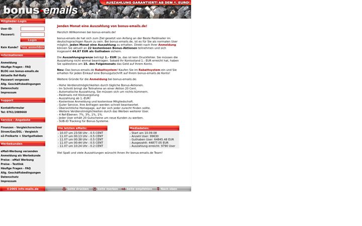Screenshot of bonus-emails.de