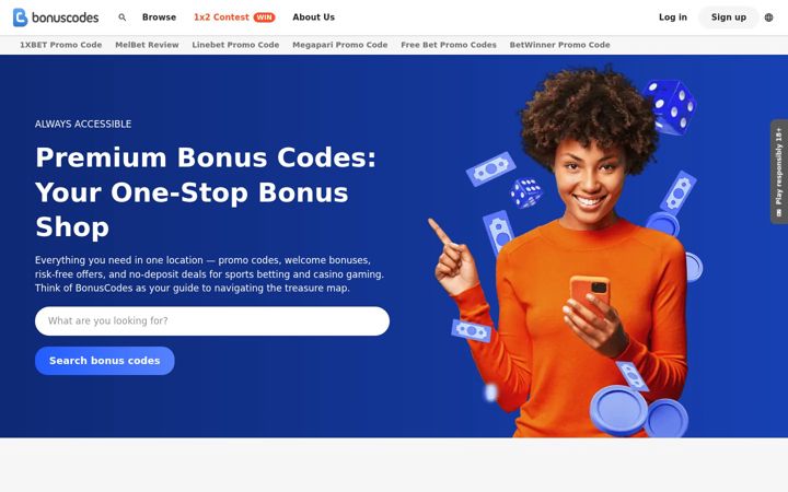 Screenshot of bonuscodes.com