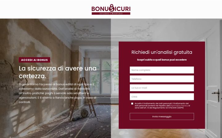 Screenshot of bonusicuri.it