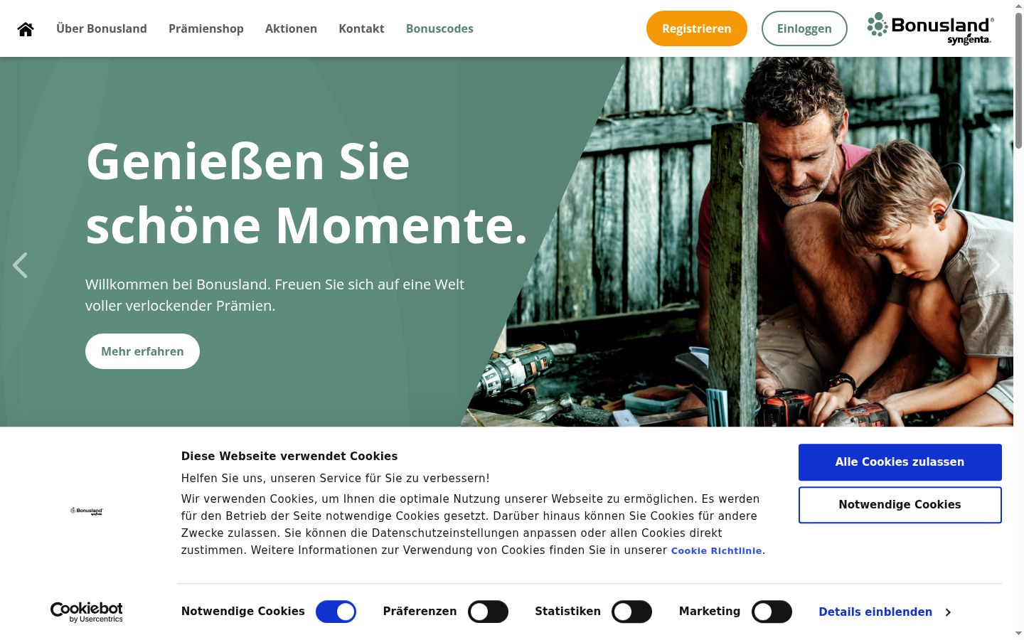 Capture d'écran de la bannière de consentement affichée avant toute interaction