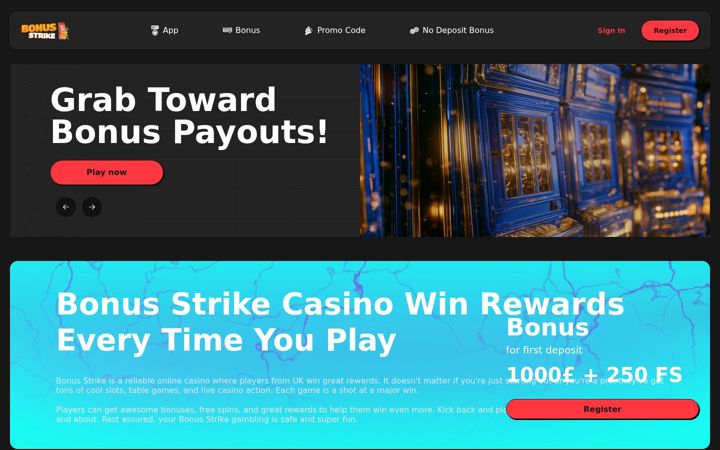 Screenshot of bonusstrikecasino.org