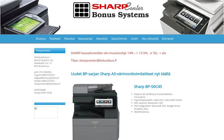 Screenshot of bonussystems.fi