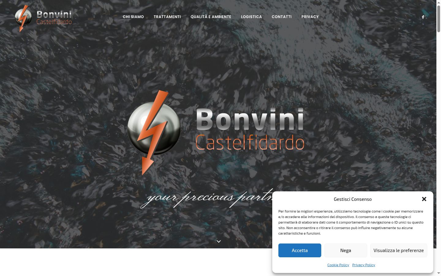 Screenshot del banner di consenso mostrato prima di qualsiasi interazione