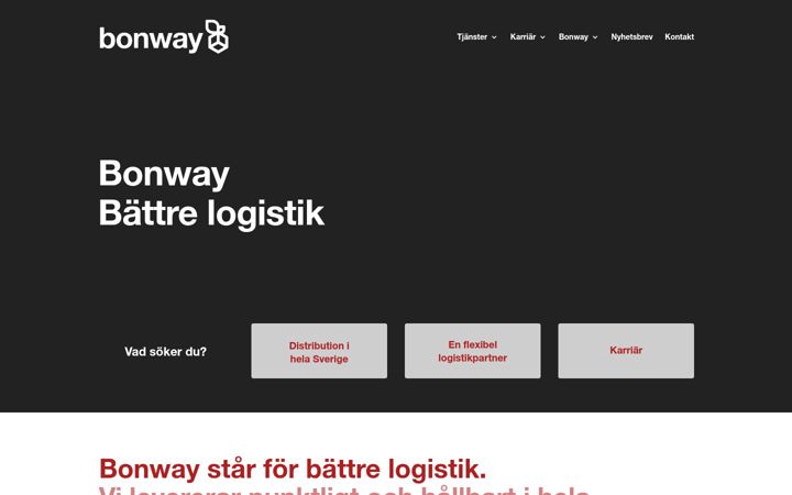 Kuvakaappaus sivustosta bonway.se