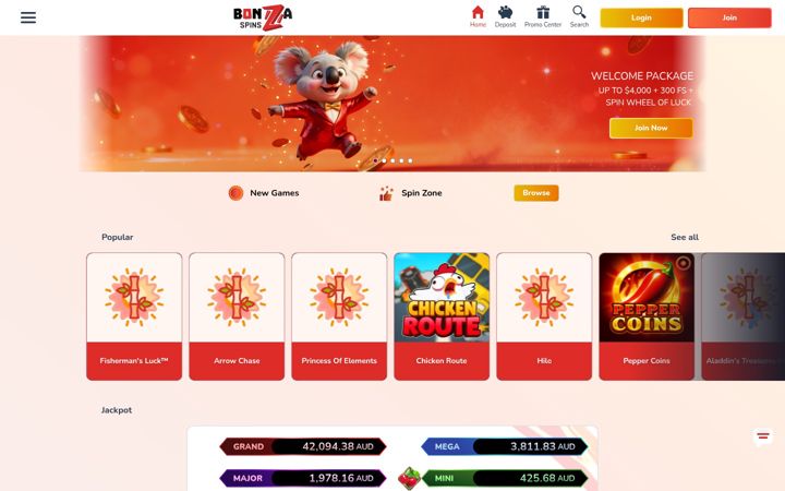 Screenshot of bonzaspins311.com