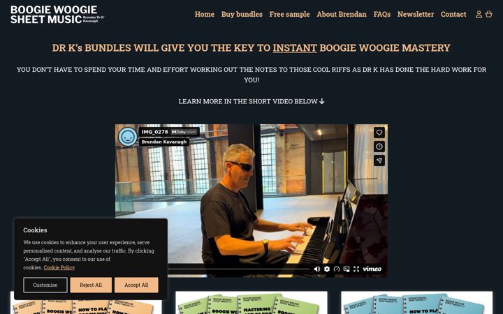 Screenshot of boogiewoogiesheetmusic.com