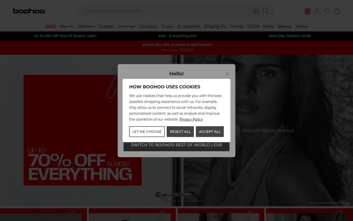 Screenshot of boohoo.com
