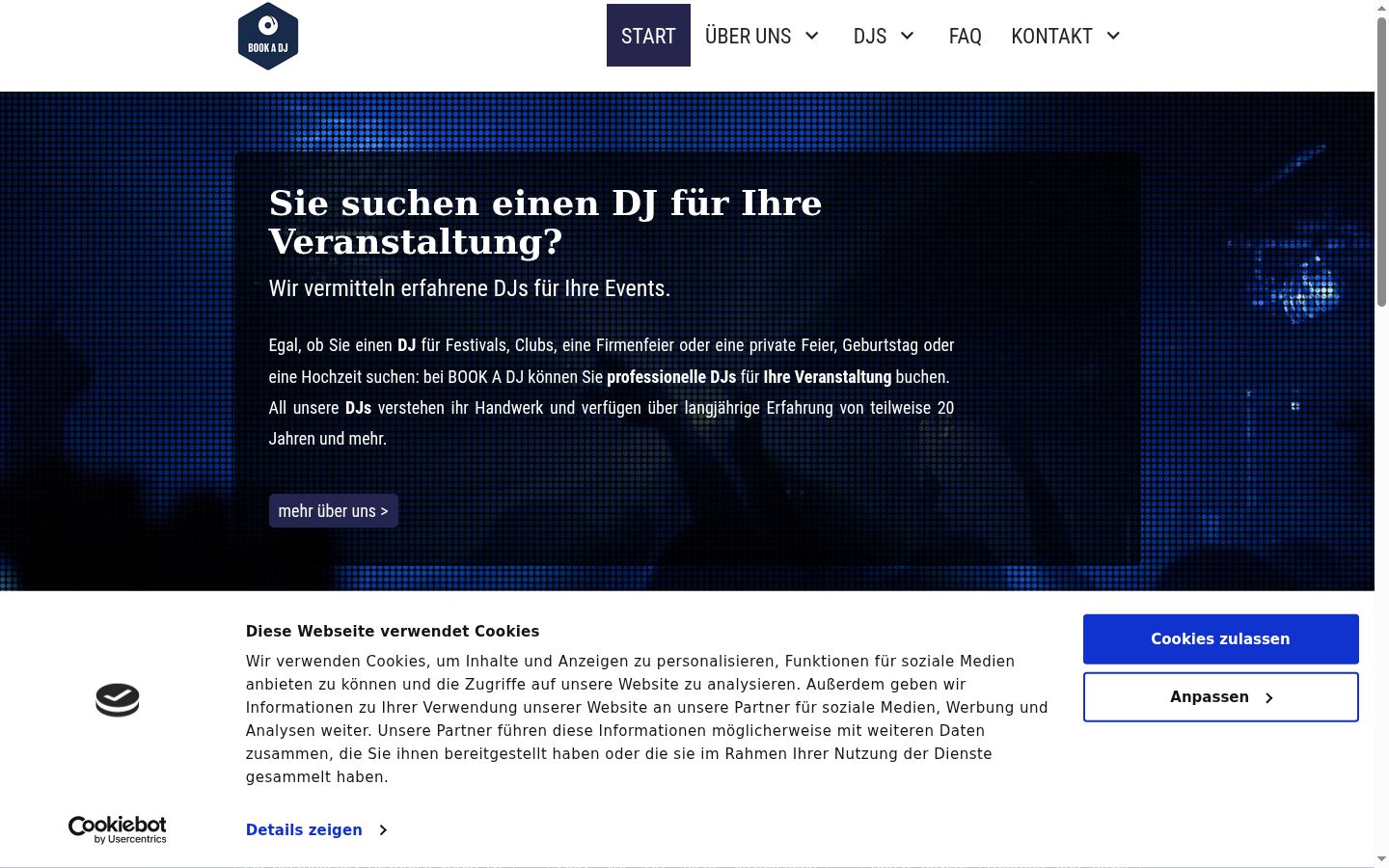 Screenshot of the consent banner shown before any interaction