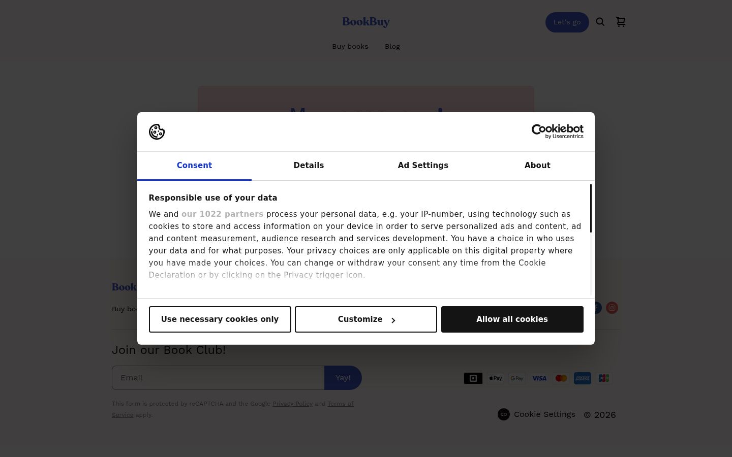 Capture d'écran de la bannière de consentement affichée avant toute interaction