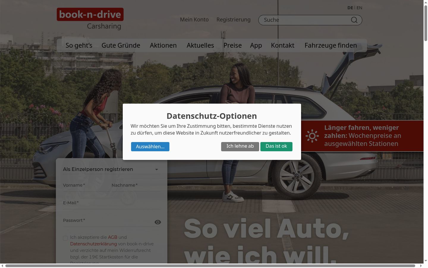 Skärmbild av samtyckesbannern som visades före någon interaktion