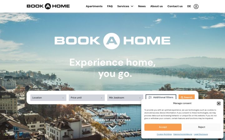 Screenshot of bookahome.ch