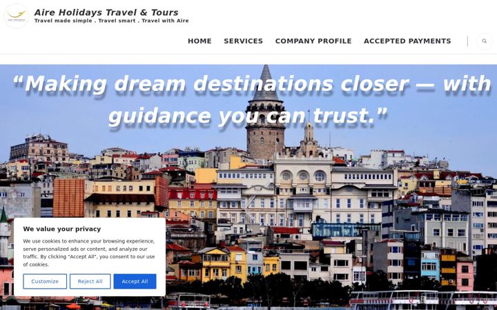 Screenshot of bookaireholidays.com