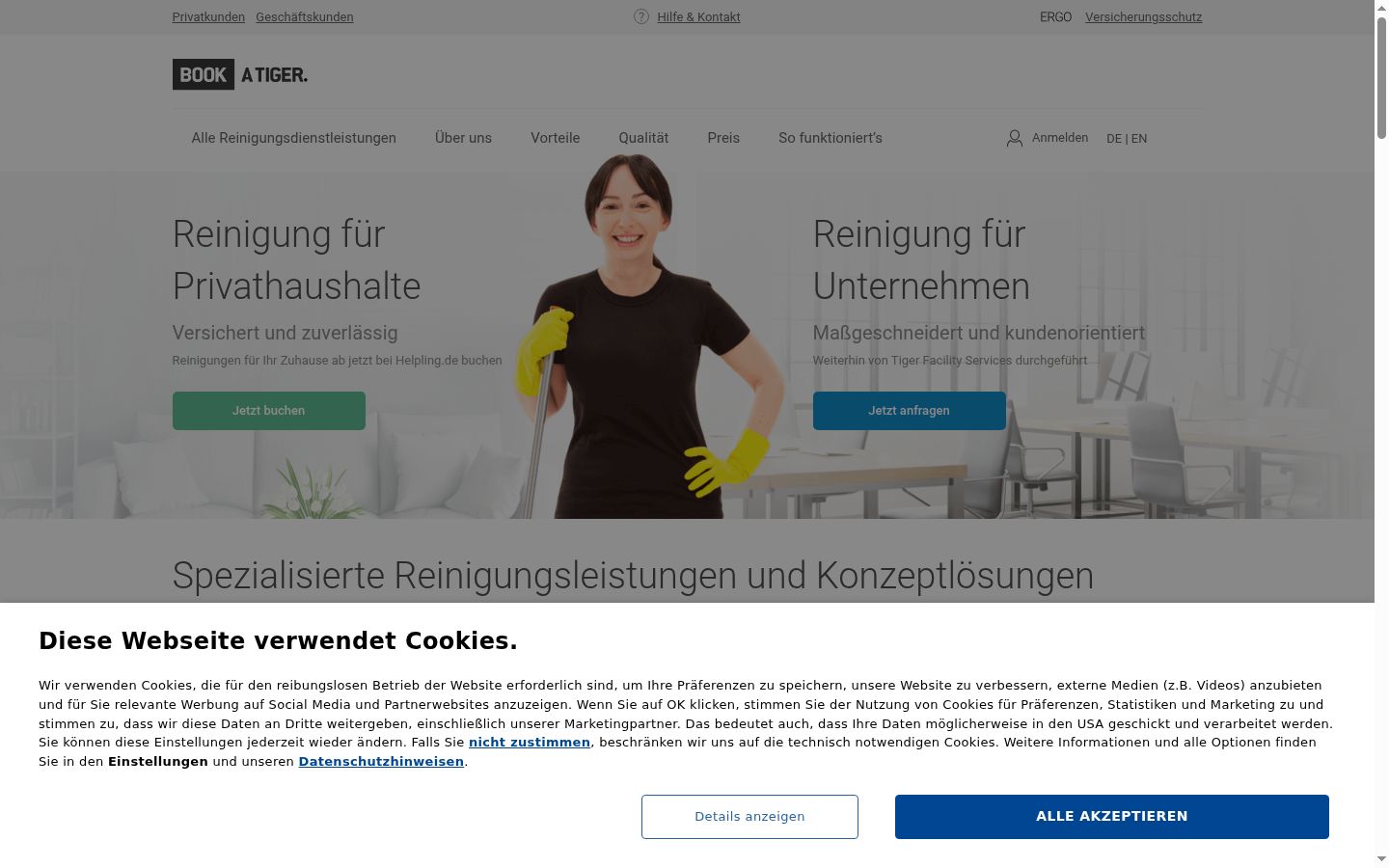 Screenshot of the consent banner shown before any interaction