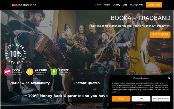 Screenshot of bookatradband.ie