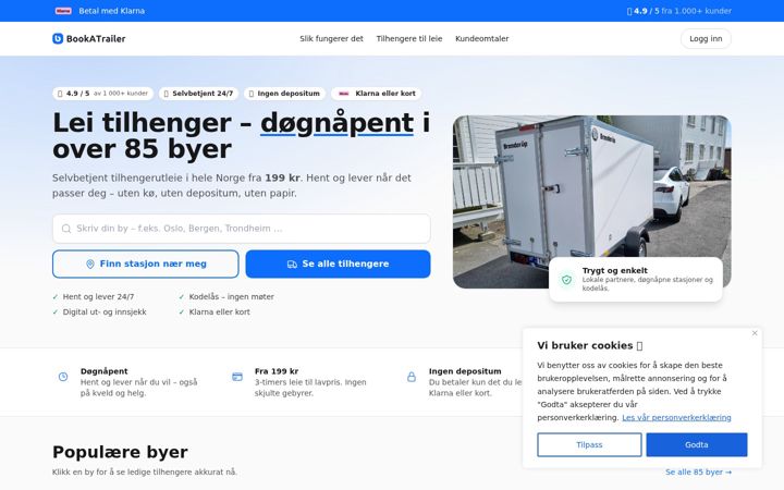 Screenshot of bookatrailer.no