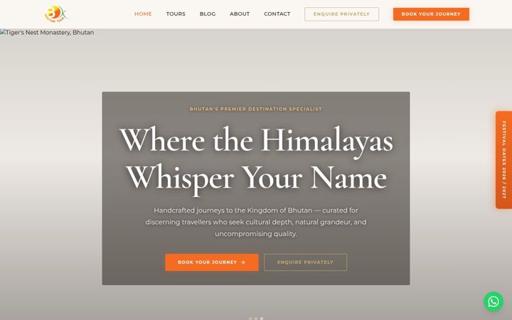 Screenshot of bookbhutantour.com