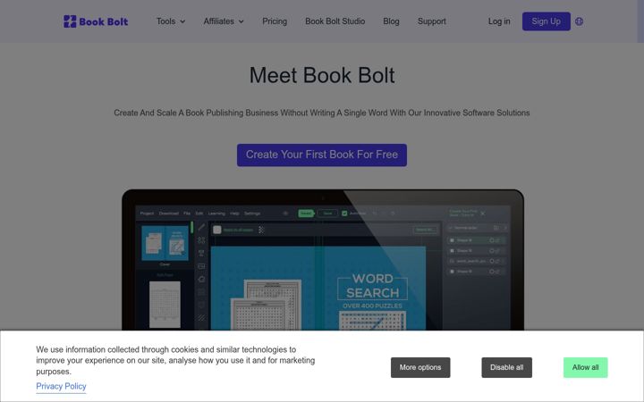 Screenshot of bookbolt.io