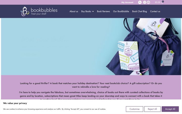 Captura de pantalla de bookbubbles.co.uk