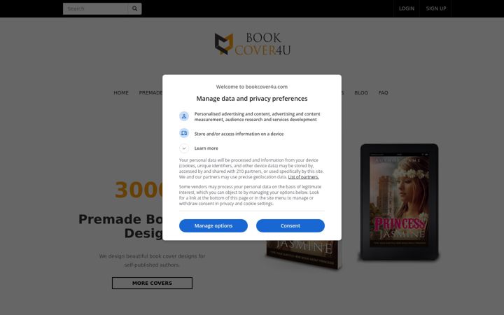 Captura de pantalla de bookcover4u.com
