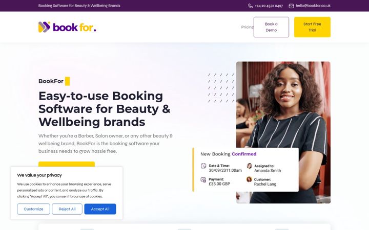 Screenshot of bookfor.co.uk
