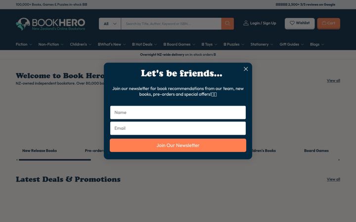 Ekrānuzņēmums no bookhero.co.nz