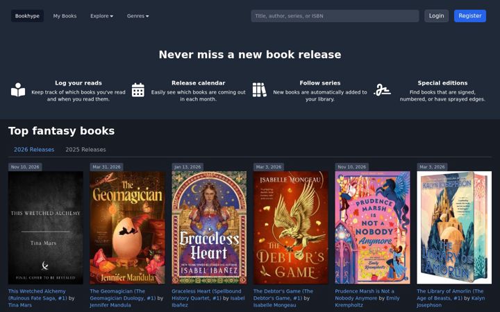 Screenshot of bookhype.com