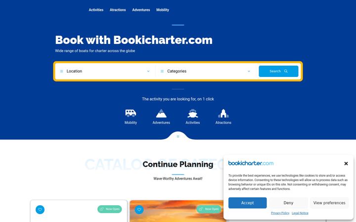 Screenshot of bookicharter.com