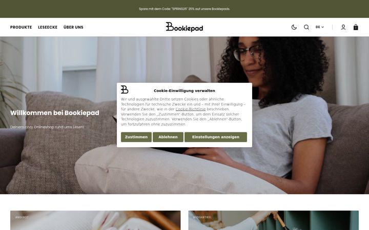 Screenshot of bookiepad.de