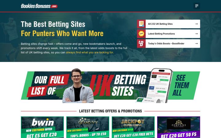 Screenshot of bookiesbonuses.com