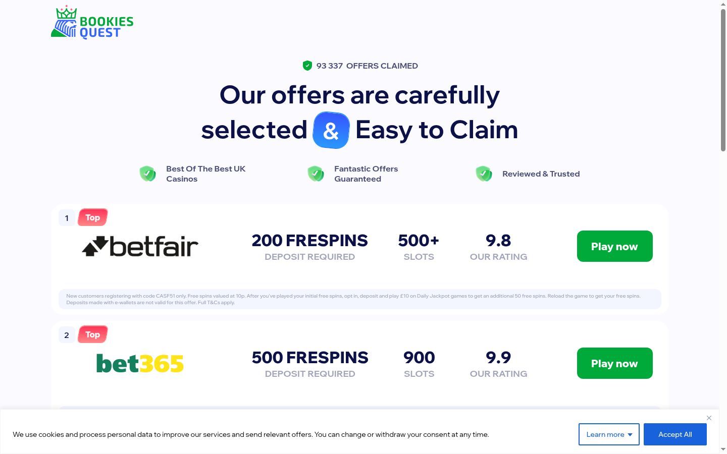 Screenshot of the consent banner shown before any interaction