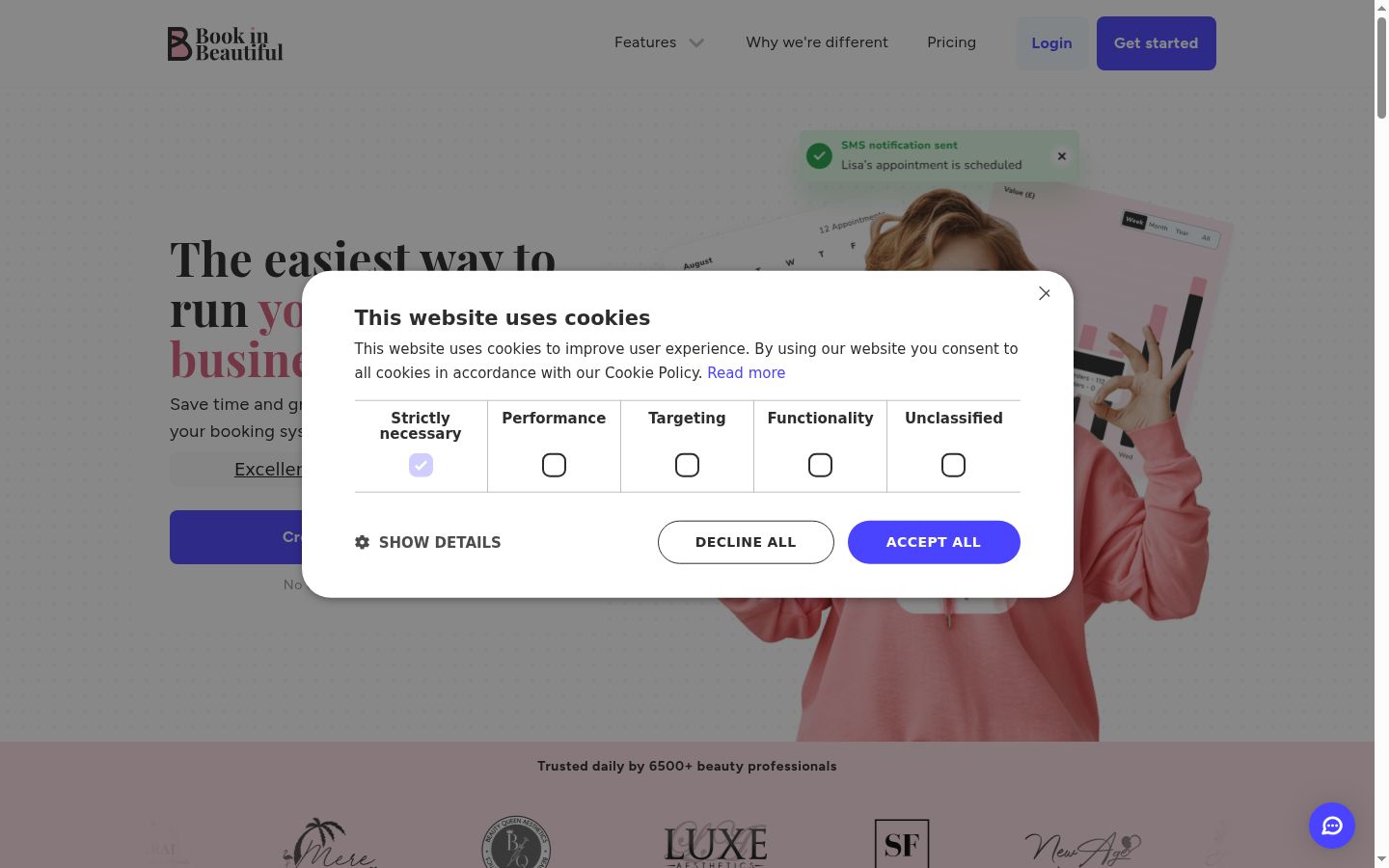 Screenshot of the consent banner shown before any interaction