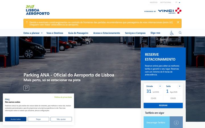 Screenshot of booking-aeroportolisboa.pt